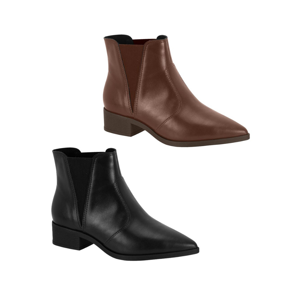 Bota Chelsea Feminina Beira Rio Cano Curto Elástico Bico Fino