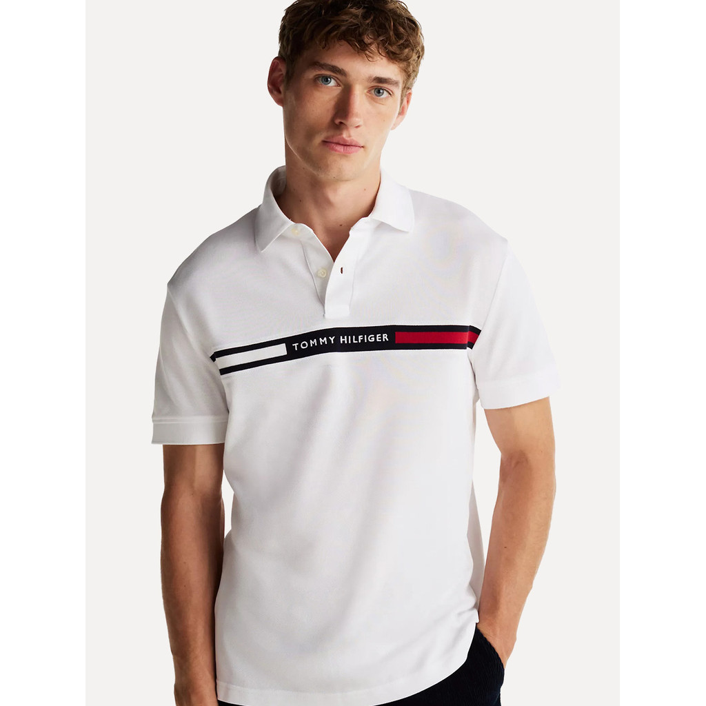 Polo Tommy Hilfiger Masculina Regular Chest Insert Logo Branca