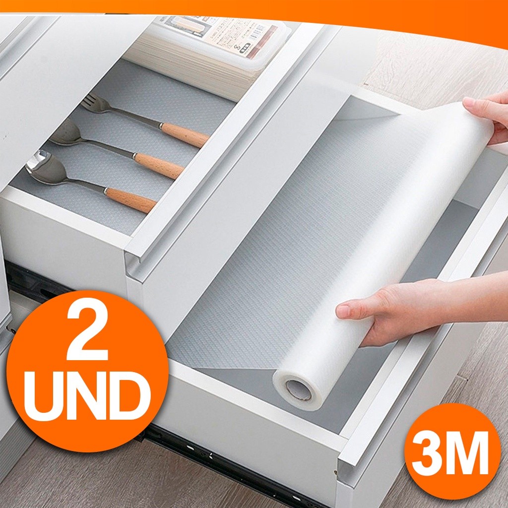 Kit 2 Unidades Tapete De Bancada Forro Para Gavetas Armários Pia Antiderrapante 3Mx30CM Kolling Sell
