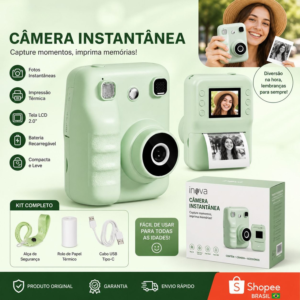 Câmera Infantil Digital com Jogos Tela LCD Design Divertido para Crianças