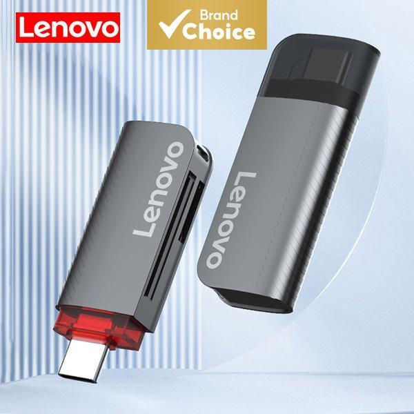 Leitor de cartões Lenovo 2 em 1 USB 3.2 de alta velocidade, leitor de cartões multifuncional SD/TF para celulares e