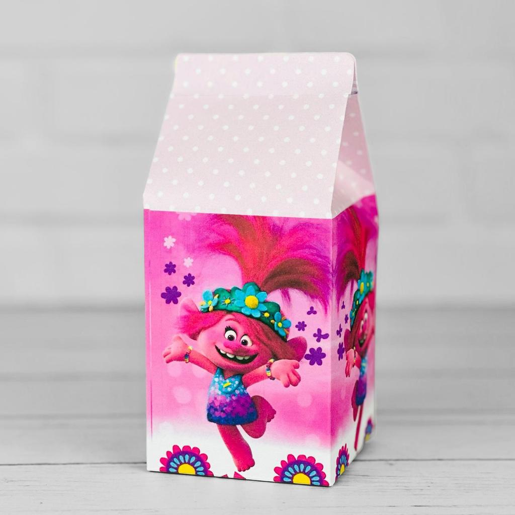 10 Caixinhas Tema Trolls Menina - Lembrancinha Festa Infantil Decoração Aniversário Caixa Milk