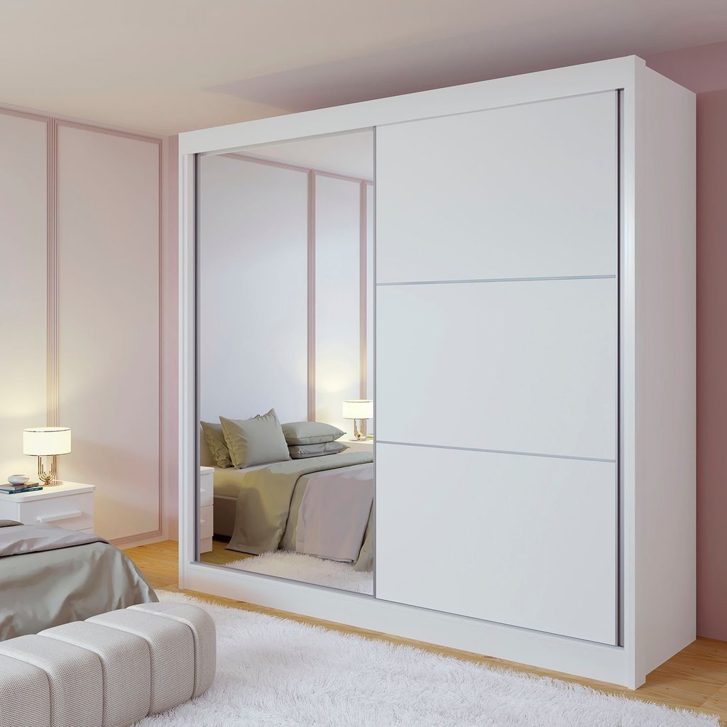Guarda Roupa Casal 2 Portas 6 Gavetas 100% MDF Coliseu Branco Branco