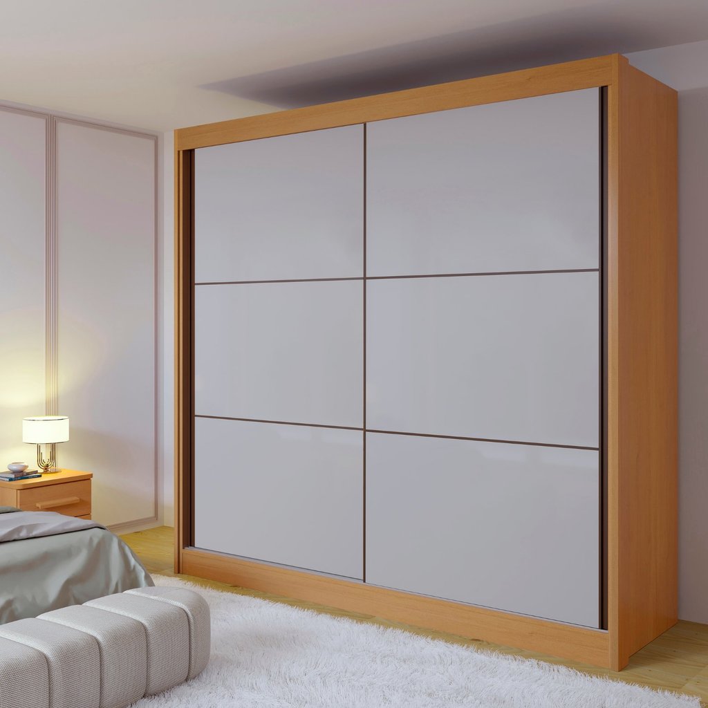 Guarda Roupa Casal MDF 2 Portas 6 Gavetas Hawai Marrom/Cinamomo/Off White Cinamomo/Off White