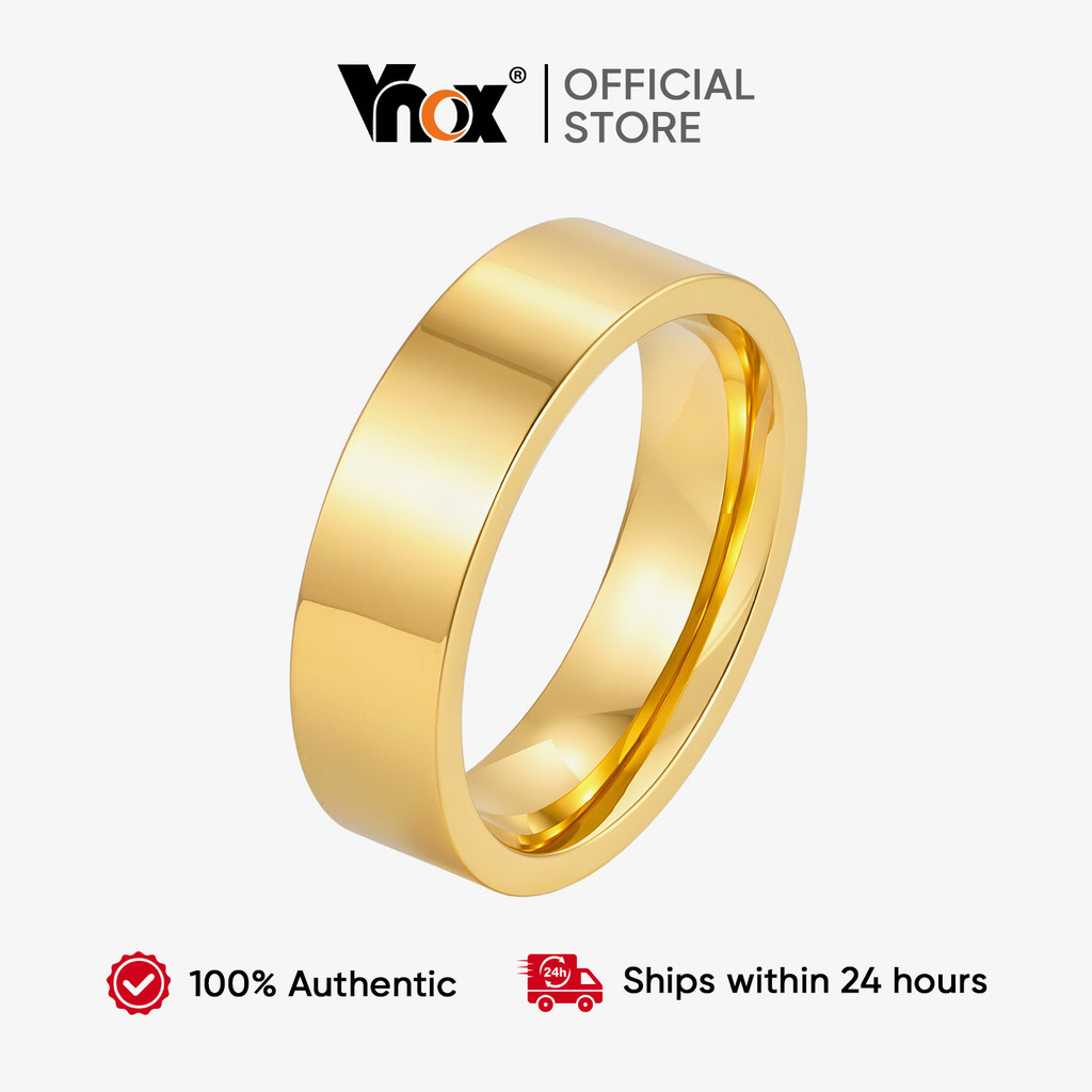 Anel Unissex De Banda De Aço Inoxidável Banhado A Ouro 18K Vnox , De Casamento Para Casal , Joias , Presente Uso Diário