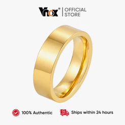 Anel Unissex De Banda De Aço Inoxidável Banhado A Ouro 18K Vnox , De Casamento Para Casal , Joias , Presente Uso Diário