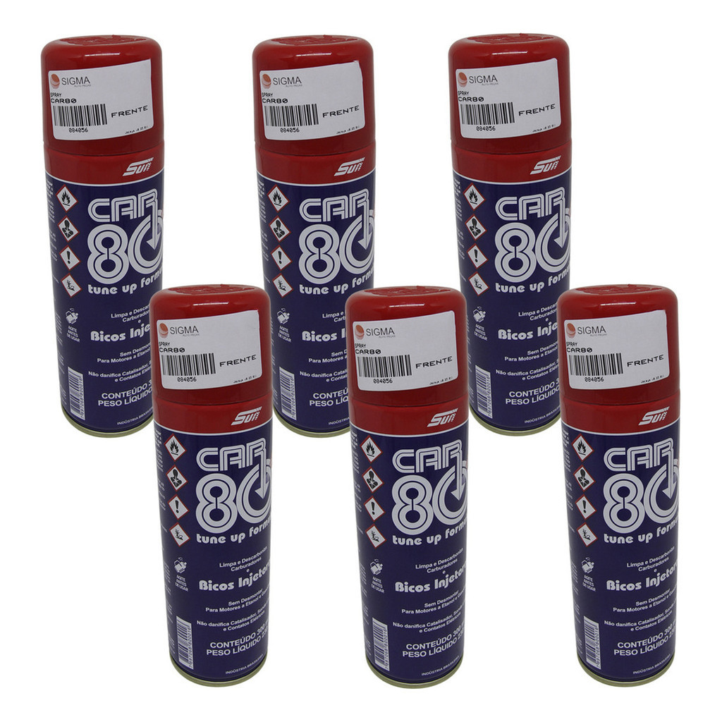 Kit C/ 6 Descarbonizante Car80 Do Motor Tbi Limpa Bico Carbu
