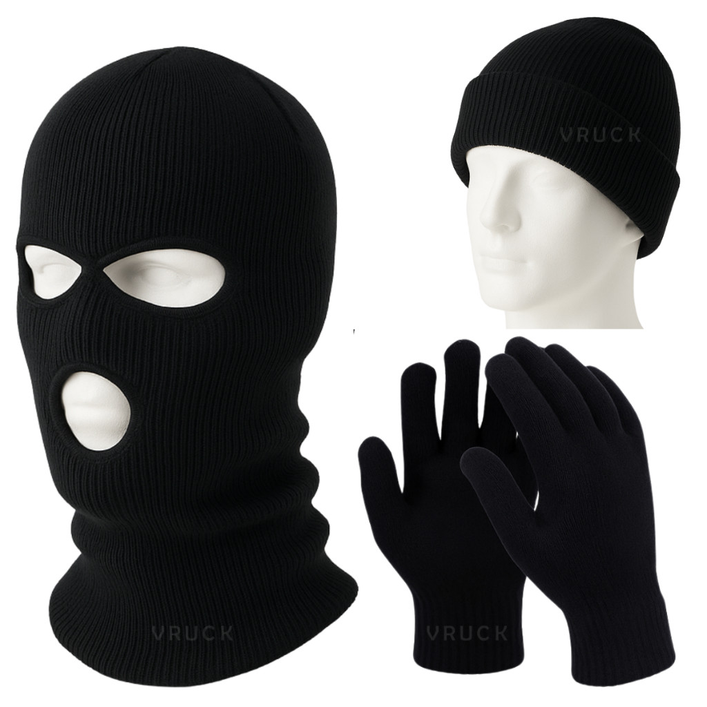 Touca Ninja Luva Máscara Motoqueiro Lã Térmica Unissex Inverno Frio Intenso Masculino Feminino