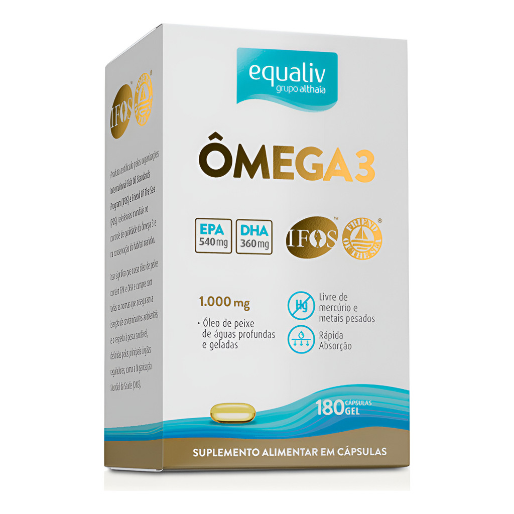 Ômega 3 Equaliv 180 Cápsulas 1000mg Gel - Equaliv Fish Oil Sabor Sem Sabor