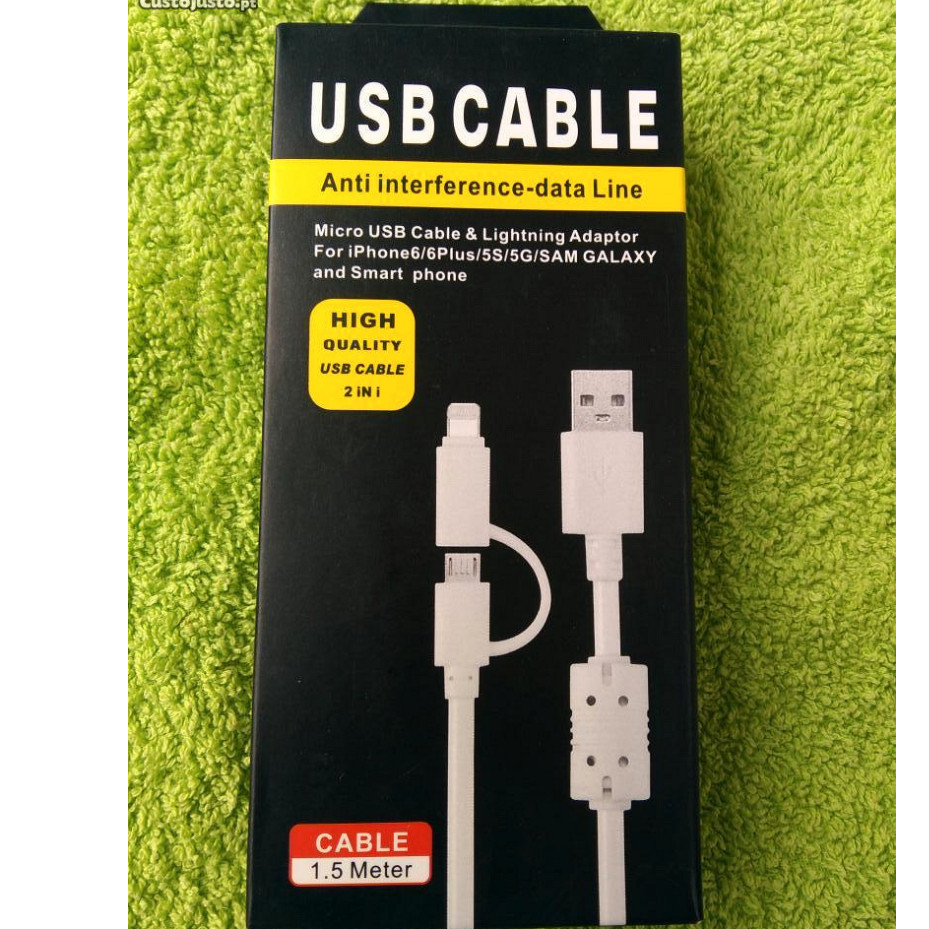 Cabo Duplo Lightning Apple Iphone-6/5/Ipad-Samsung
