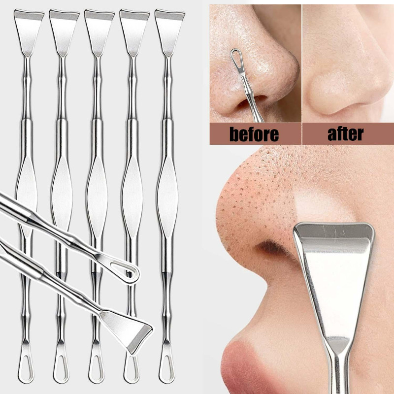 Pá De Cravo De Cabeça Dupla 2/1 Unidade-Purificador De Pele-Ferramenta De Remoção De Acne-Limpeza Facial Beleza-Bastão D