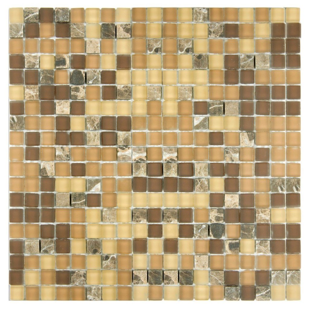 Pastilha de Vidro e Marmore de 31cm x 31cm Rende  Glass Mosaic