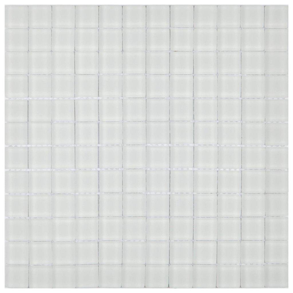 Pastilha de Vidro Ice de 30cm X 30cm Rende  Glass Mosaic Branca