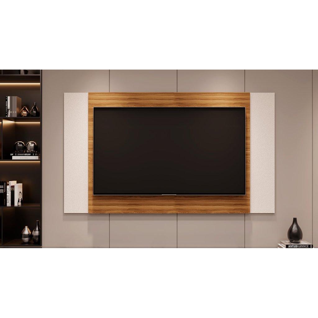Painel Suspenso para TV até 60 Polegadas 160cmx90cm Extensivo Fresno Marrom Cinamomo Mel/Perola Metalizado Cinamomo