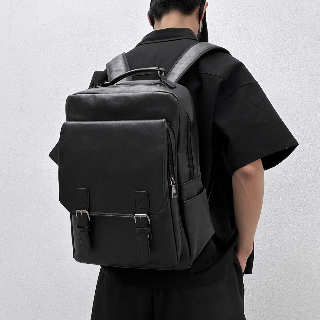 Mochila masculina grande capacidade de couro macio moda Retro mochila Casual mochila masculina na moda Commuter computad
