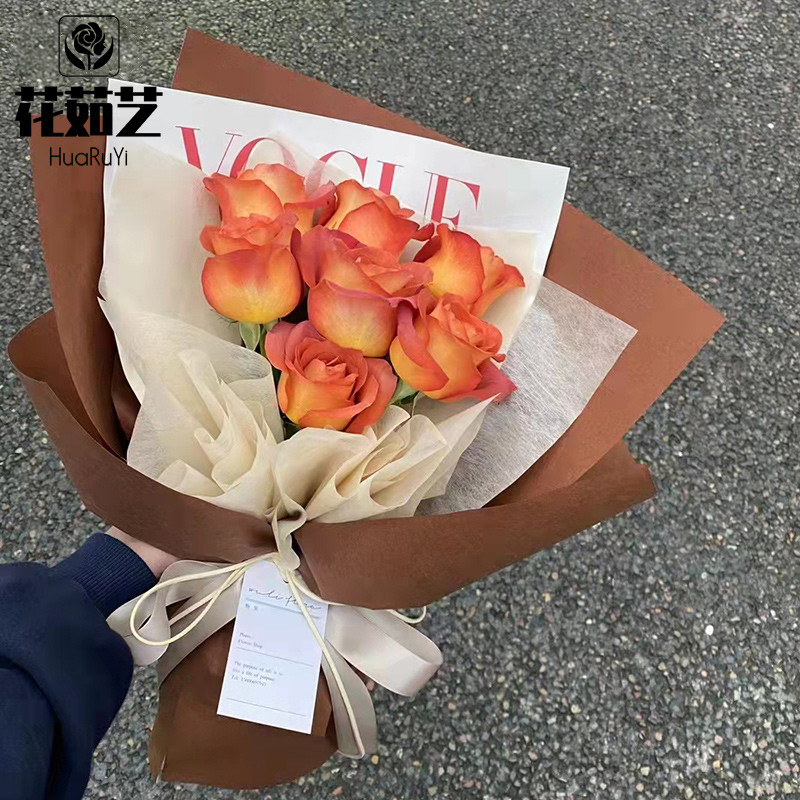 Fenghua papel de embrulho de flores, cor sólida, à prova d'água, boa resistência, arte, buquê de papel Kraft, papel de e