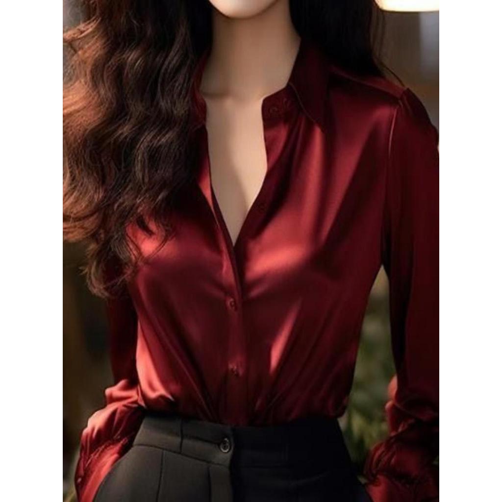 Design francês nicho bonito chique camisa pequena High-End moda camisa roxa topo feminino estilo início da primavera