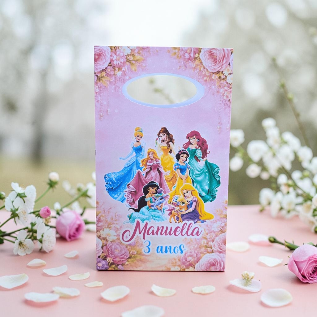 Sacolinha Surpresa Personalizada PRINCESAS - Lembrancinha para festa - PEGUE E MONTE