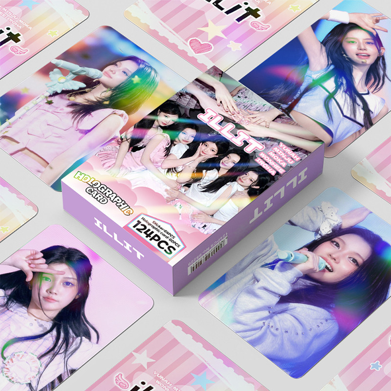 124 Pçs/Caixa ILLIT Photocards Holográfico LOMO Cartão KPOP Coleção De Adesivos
