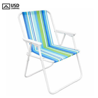 Cadeira De Praia Aço Adulto Jardim Piscina Camping Portátil Reforçada Usd Cor Azul