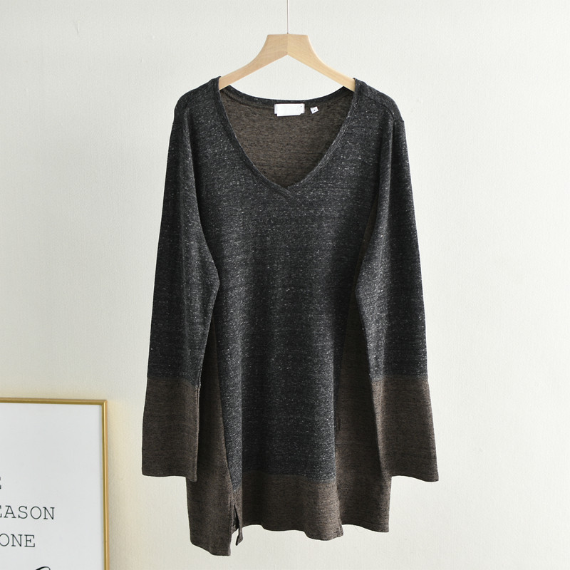 Estilo Retro americano com decote em V manga comprida Base saia malhas primavera outono comércio exterior feminino solto