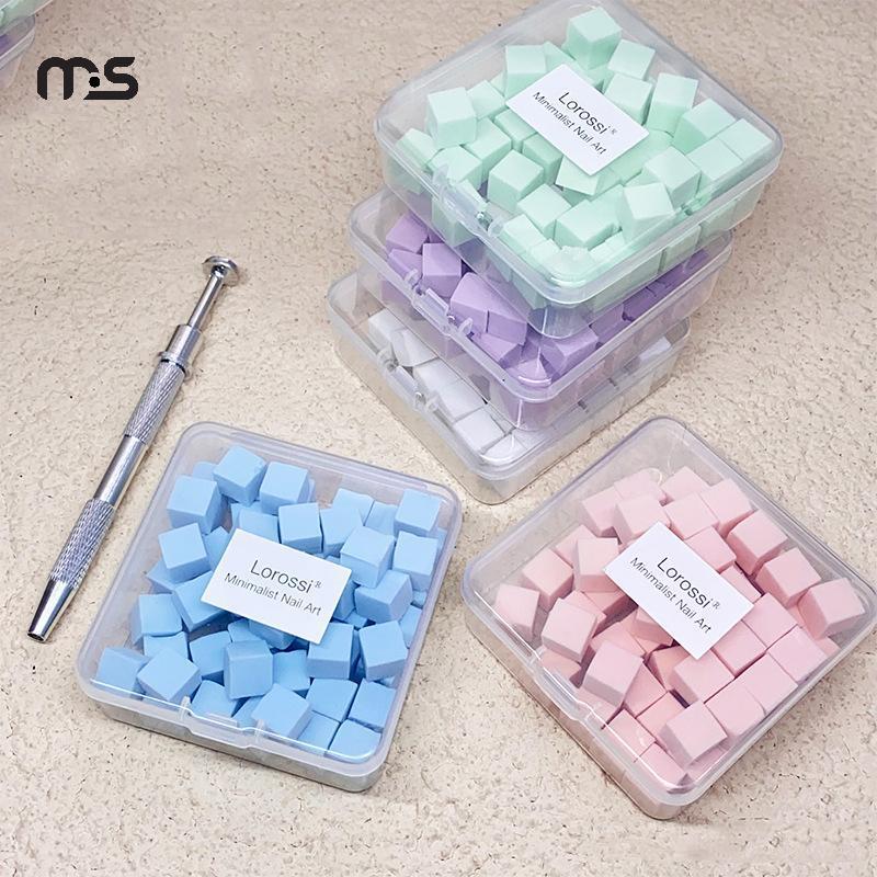 [Macrostars] 50 Peças Mini Esponja Quadrada Para Unhas Em Pó Puff Nail Art Gel Polonês Ferramentas Maquiagem Cosméticos 