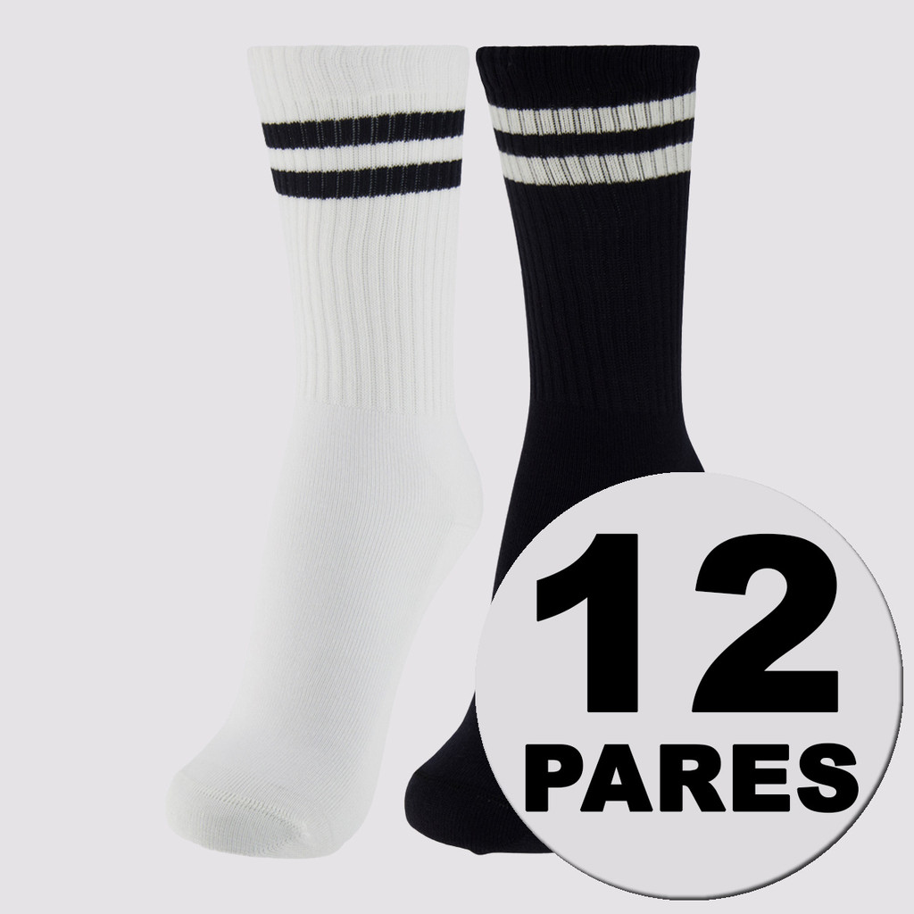 Kit Meia Lupo Sport Algodão Cano Alto 12 Pares Preto e Branco