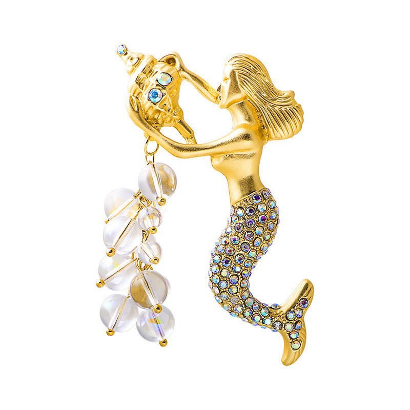 Luxo sereia broche moda feminina acessórios de roupas jóias decoração fixa Anti-reflexo liga acessórios de moda