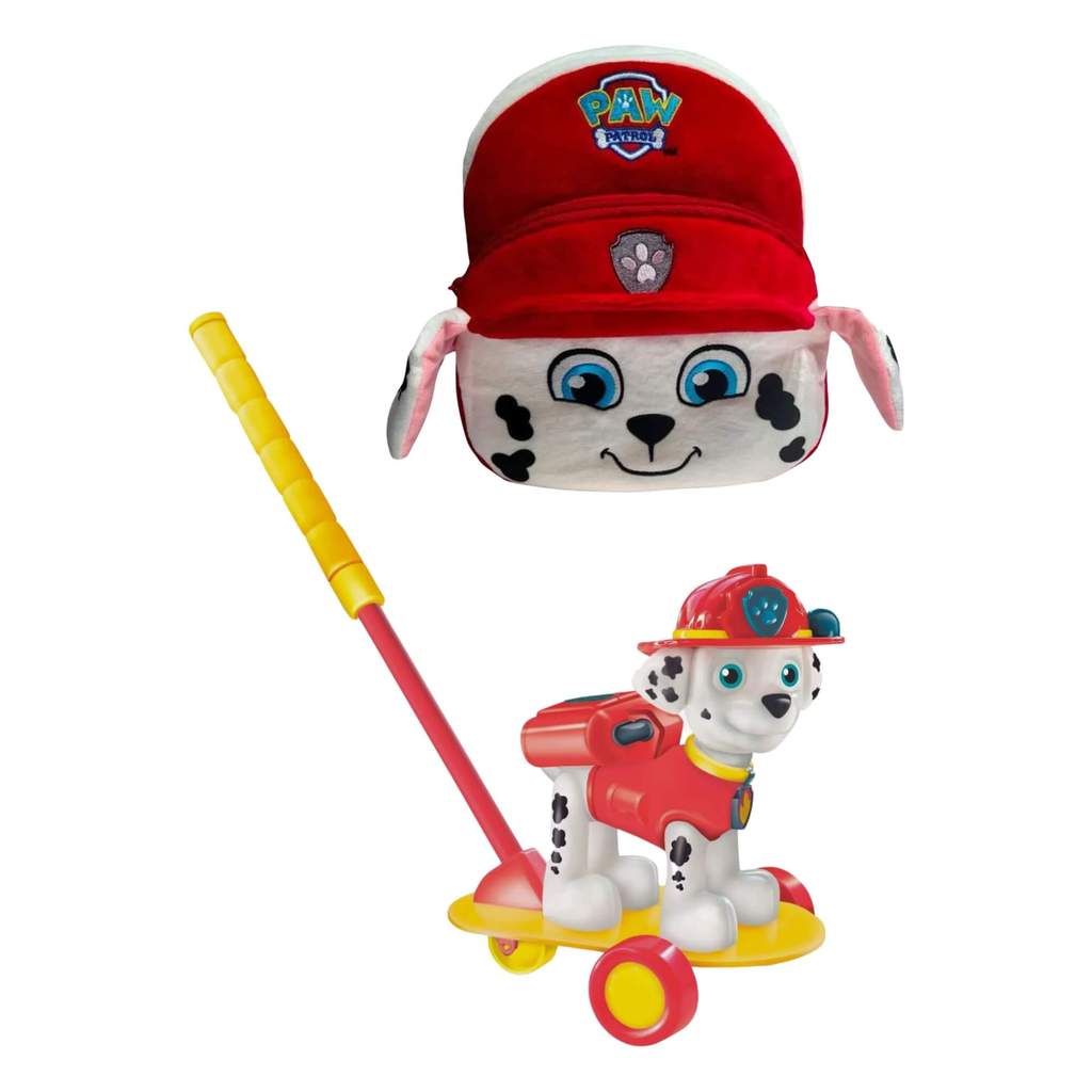 COMP Kit Patrulha Canina Marshall - Brinquedo de Empurrar + Mochila de Passeio