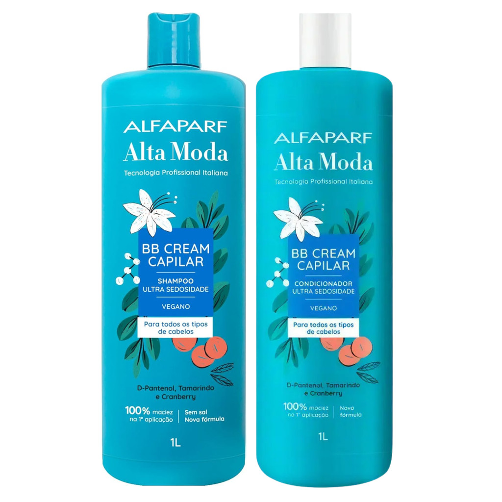 KIT SHAMPO + CONDICIONADOR BB CREAM CAPILAR ALFAPARF ALTA MODA 1 L VEGANO