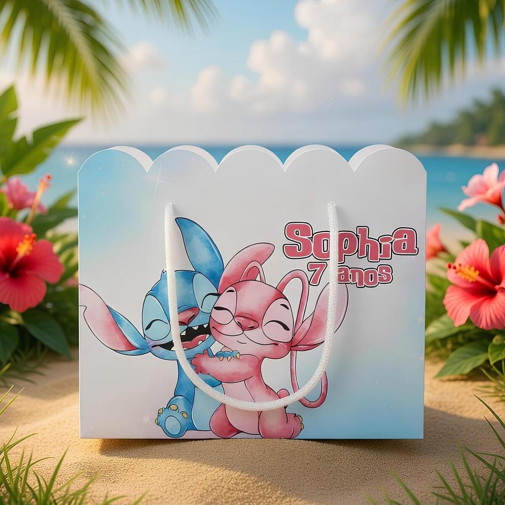 Kit Sacolinha Stitch Angel Personalizada Para Festa Infantil Lembrancinhas Caixinha