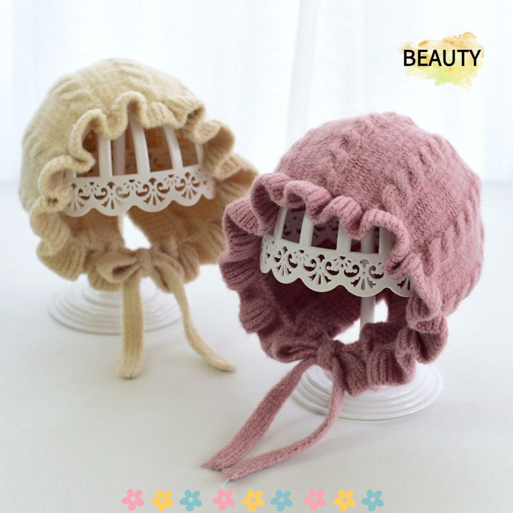 BEAUTYHOMEBR Chapéu Infantil , De Lã Para Meninas Com Renda Quente , Proteção Os Ouvidos Capuz Bebê De 0 A 2 Anos Malha