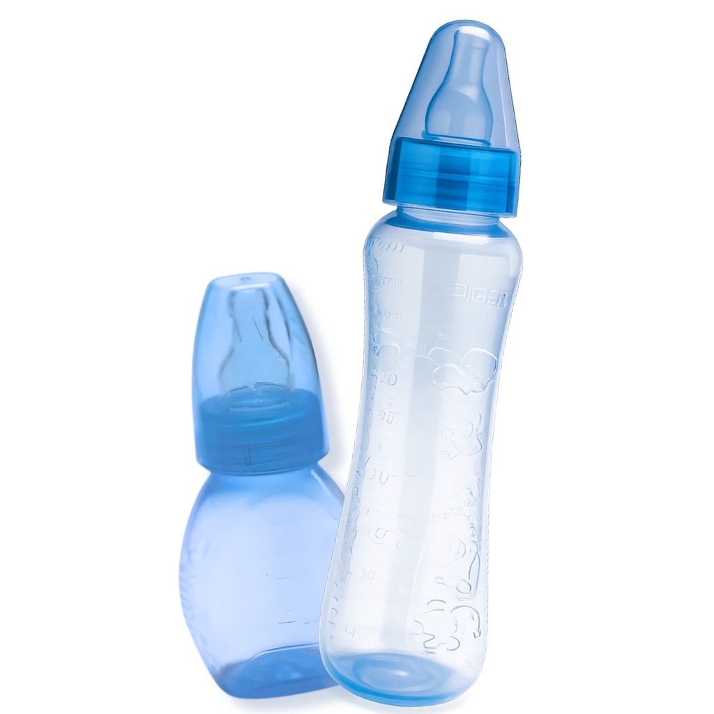 Kit Mamamadeira Chuquinha 80ML + Mamadeira Anatômica 240ML C/ Bico Silicone Livre Bpa Azul Ou Rosa