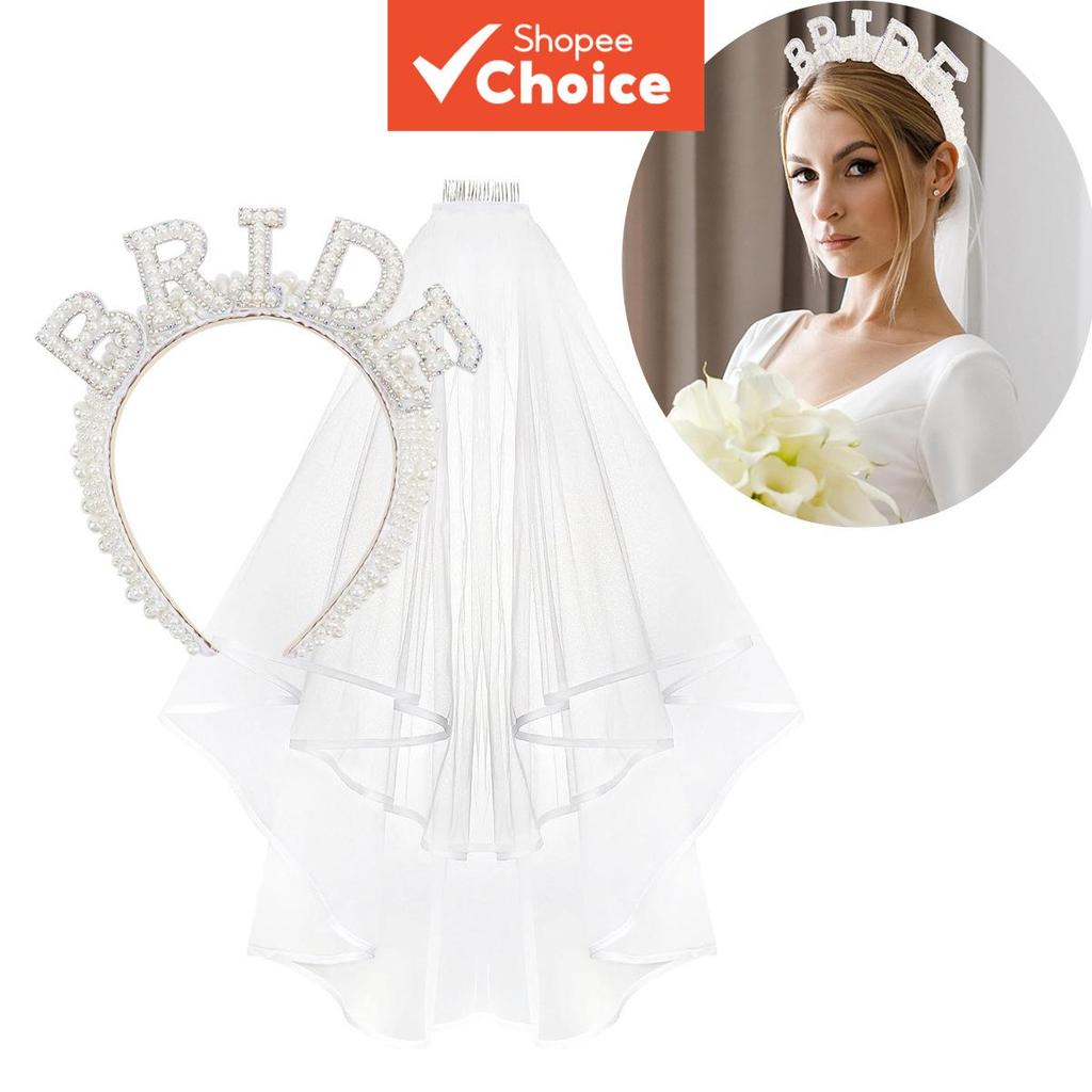 Conjunto de Coroa e Faixa para Noiva de Primavera, Presente de Acessório com Véu e Presilha