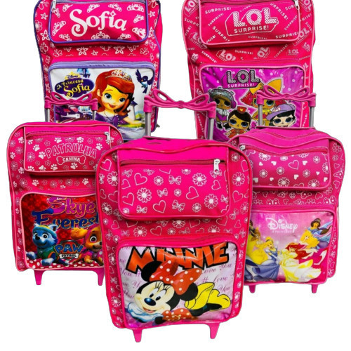 Mochila escolar Bolsa Rodinha Carrinho Escolar Infantil Personagens Cartoon - Envio Imediato Promoção