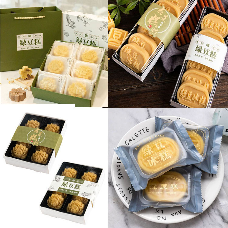 Caixa de embalagem de bolo de feijão mung feita à mão, 6 peças, 8 peças, saco de embalagem de plástico, faça você mesmo,