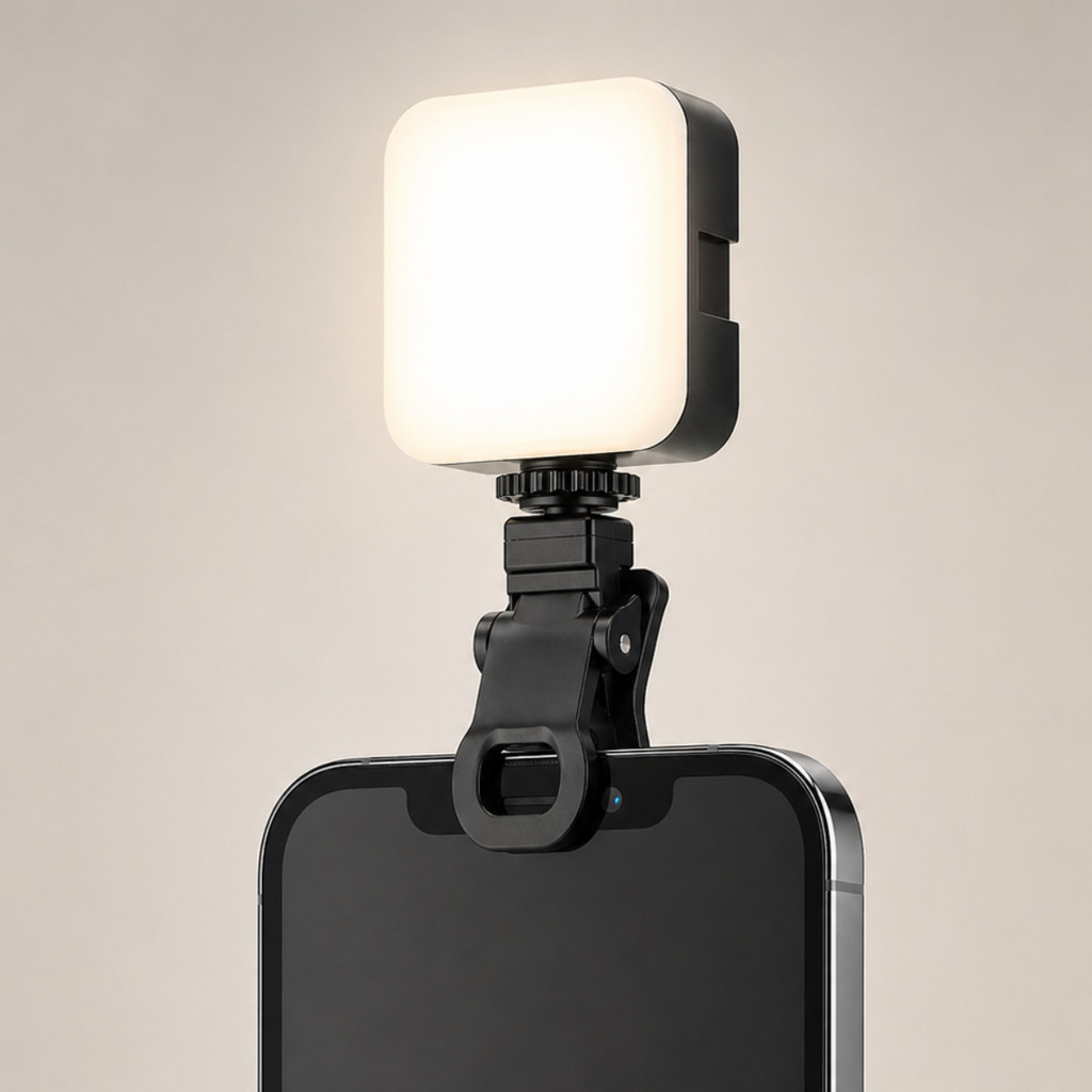 Luminária LED Clip Para Celular Luz Vídeo Selfie Iluminação Profissional Portátil USB Recarregável 3 Intensidades