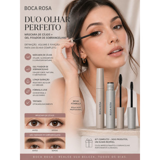 Kit Boca Rosa Máscara de Cílios + Gel de Sobrancelhas | Volume, Alongamento e Fixação Nat…