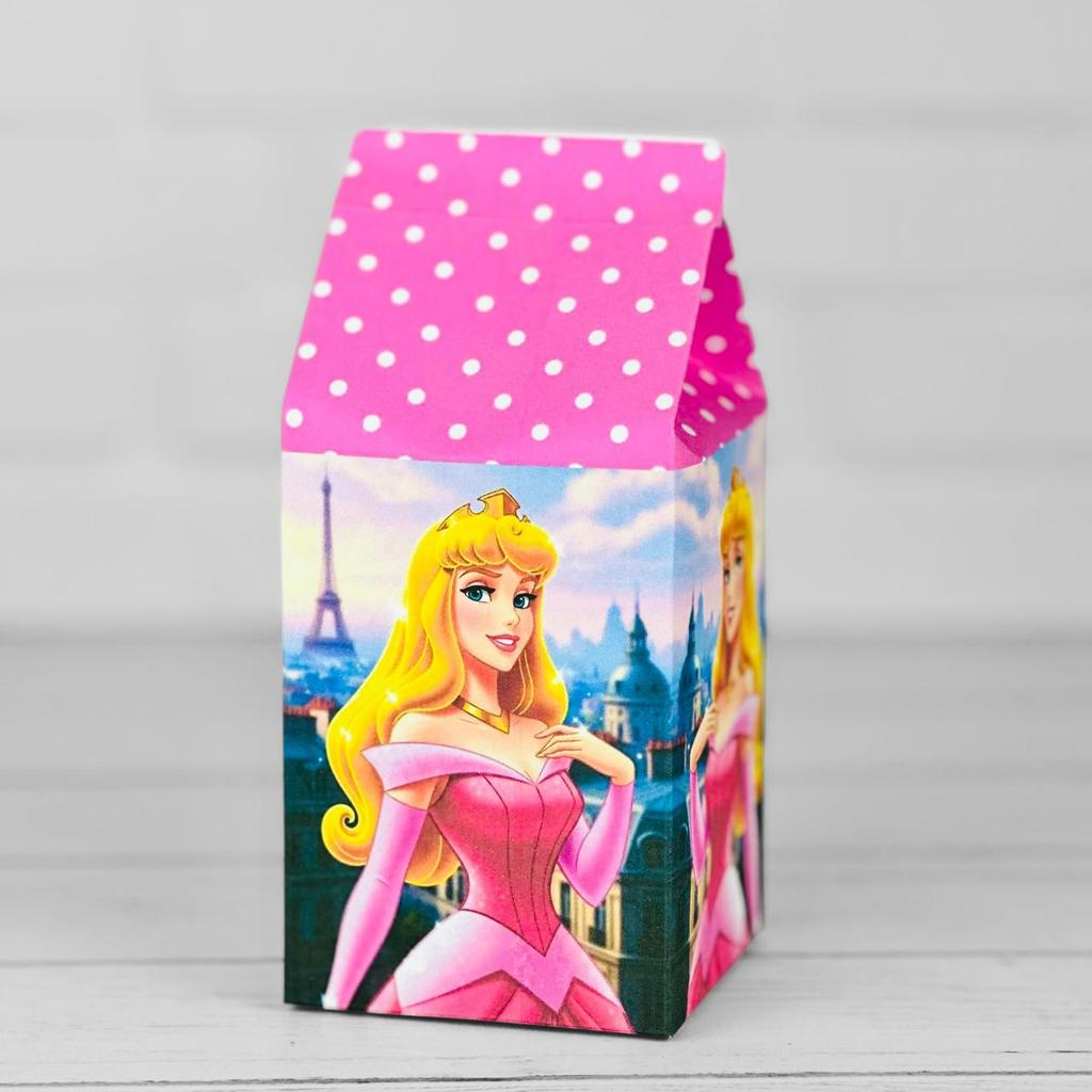 10 Caixinhas Tema Princesa Aurora Bela Adormecida - Lembrancinha Festa Infantil Decoração Aniversário Caixa Milk