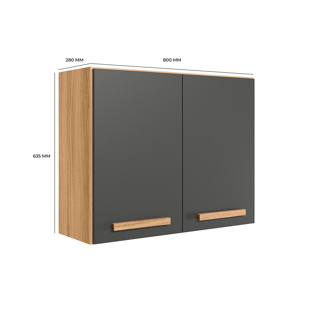 Armario de Cozinha Aéreo Intenza 80cm 2 Portas Freijó/Chumbo - Nicioli