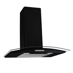 Coifa de Parede 60cm Vidro Curvo Duto Slim Fogatti Black