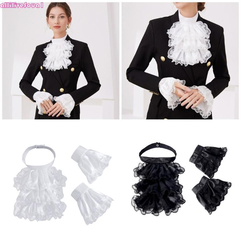 allilivefoua1 Conjunto Elegante E Punhos Renda Babados Destacáveis Para Fantasia Medieval