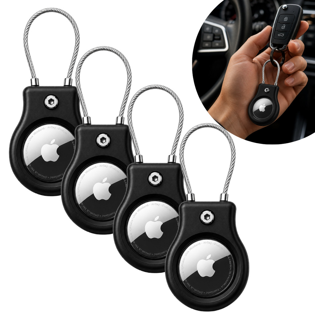 Kit 4 Capa Antichoque AirTag Chaveiro Premium Cabo Aço Trava Segurança Mala Moch