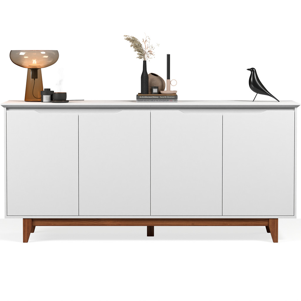 Buffet Aparador Bancada Para Cozinha Sala de Jantar 2 Portas Flow Moderno Branco