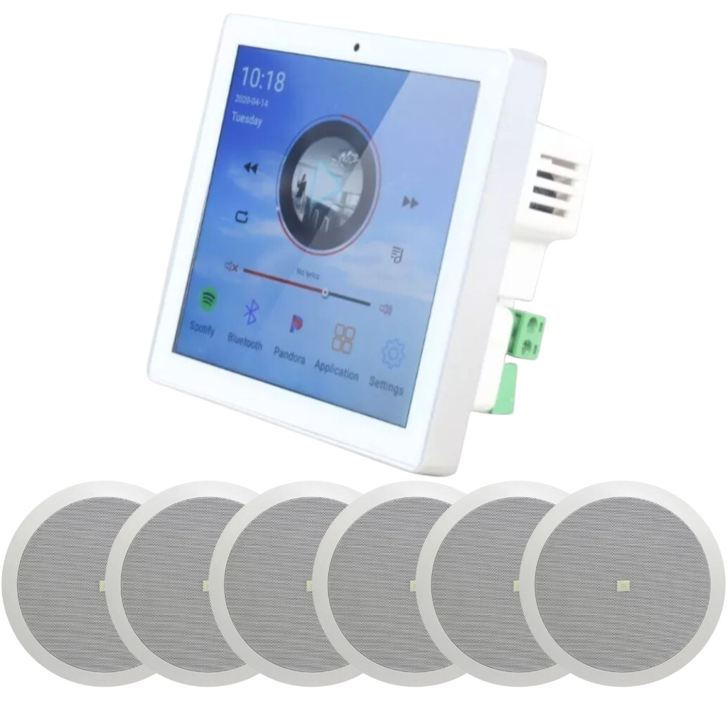 Kit Amplificador Parede Som Painel Tuya + 6 Caixas Jbl 6fr2r