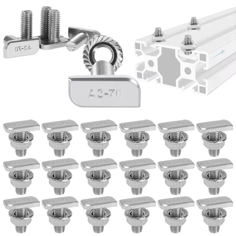 20-5 Conjuntos De Porcas De Parafuso Com Ranhura Em T M8-Parafusos De Porca De Flange-Universal , Metal-De Martelo Forma