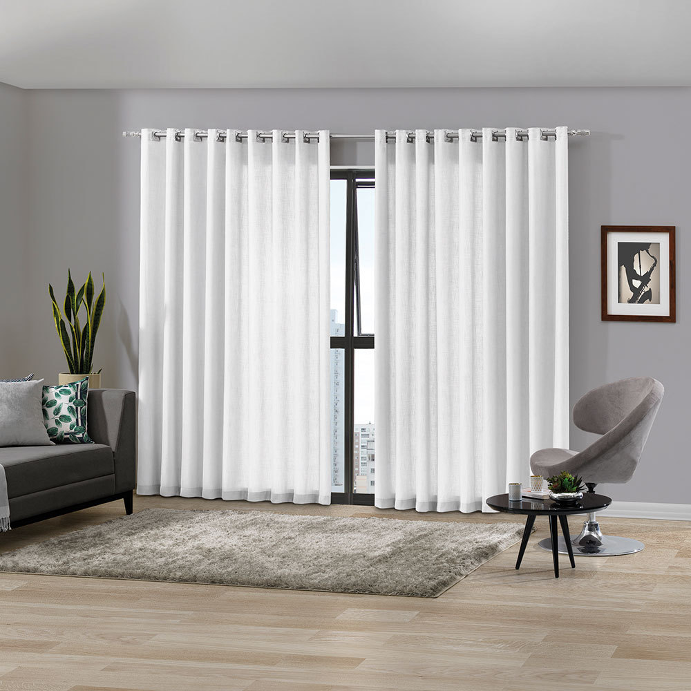 Cortina para Sala / Quarto Duplex Mônaco 4,2 x 2,5m Branco - Bella Janela