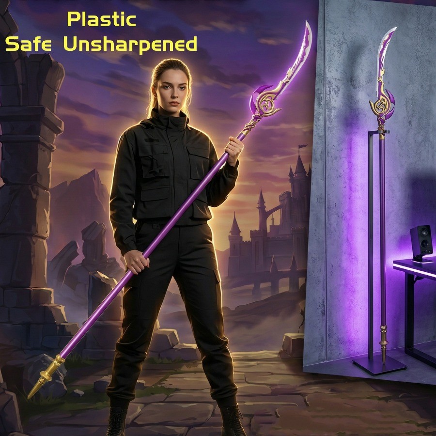 63 Polegadas 160 Cm Grande Lança Roxa Katana Espada Faca Ninja Chinesa Samurai Sabre Plástico PU