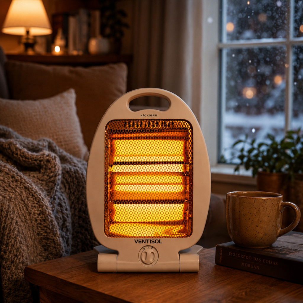Aquecedor Elétrico Quartzo Ventisol AQ 800W 127V Portátil 2 Níveis de Aquecimento com Proteção e Alça