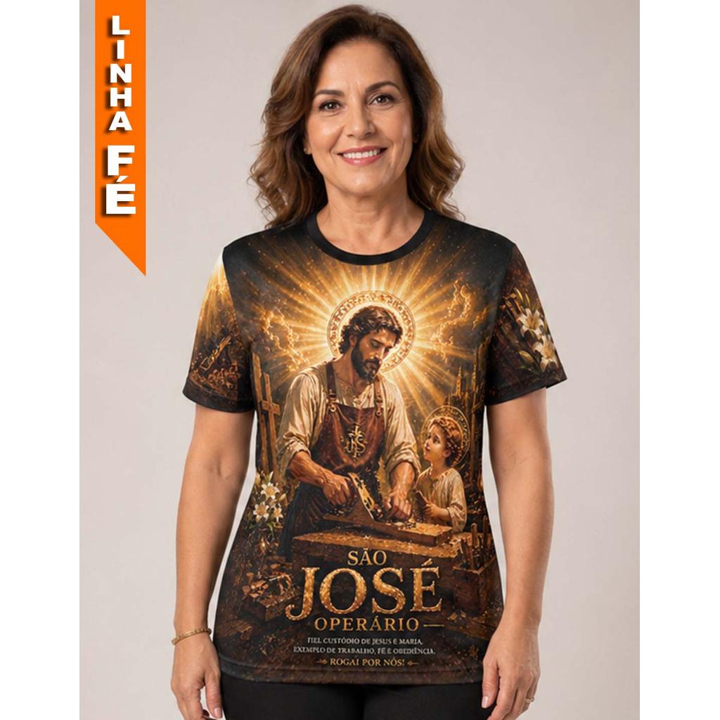 Camiseta São José Operário Camisa Cristã Católica Fé e Bênção